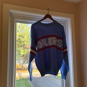 NFL Blue Crewneck Sweater with Red and White Stripes